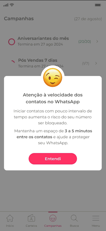 Velocidade de envios controlada